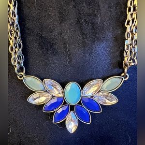 Mint, blue, and rhinestone necklace